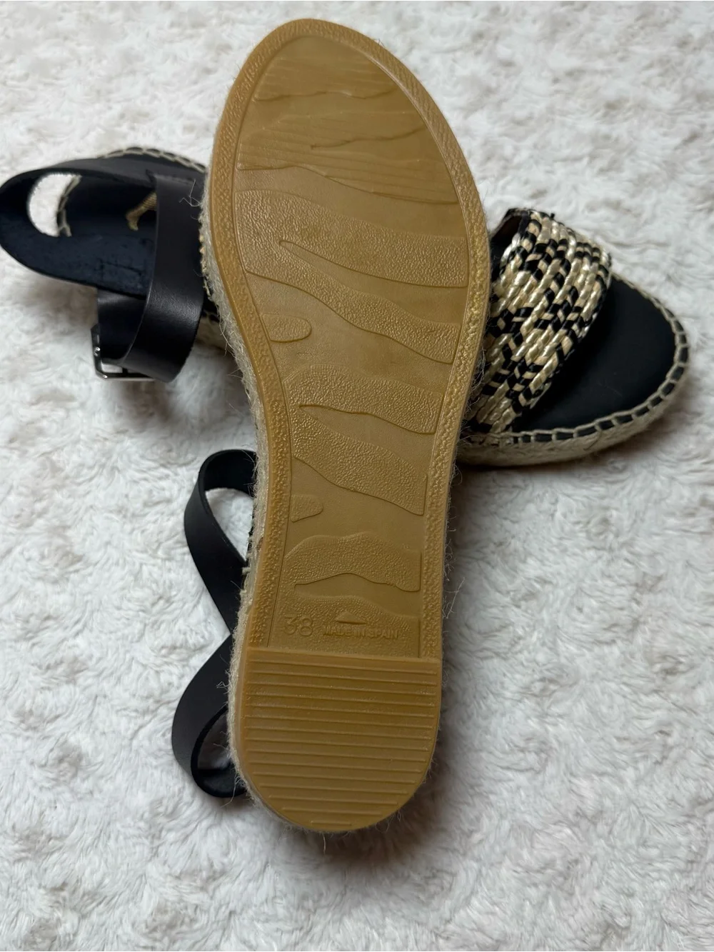 Woven Black & Natural Espadrille Sandals for Women Made in Spain